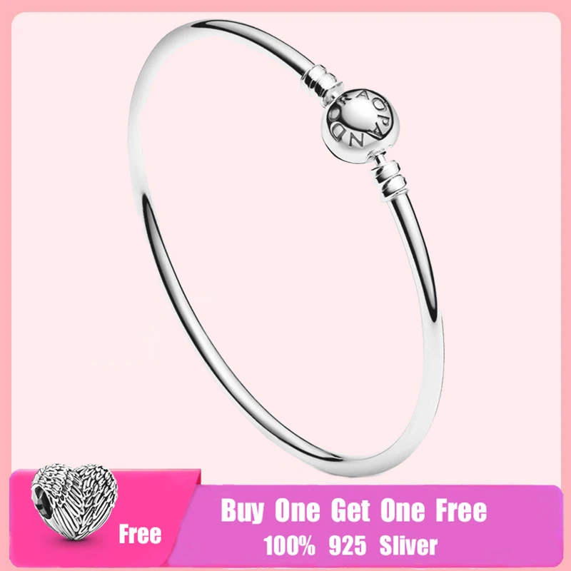 

2021 Hot Sale NEW S925 Sterling Silver Moments Bangle Bracelet Fit Charms Beads Pendents For Women Girl Fashion Jewelry Gift