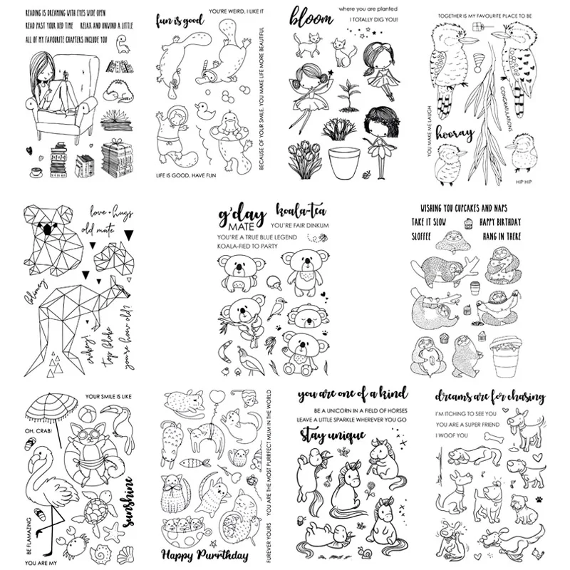 Прозрачные силиконовые штампы с милыми животными единорогом медведем кенгуру