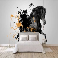 custom mural wallpaper simple ink black white horse for living room bedroom tv backdrop home decor wall cloth papel de parede