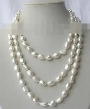 

stunning long 50" big 8-9mm baroque white freshwater pearl necklace s1462
