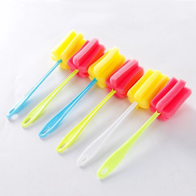 

Kitchen Cleaning Tool Long Handle Sponge Brushes Wineglass Bottle Coffe Tea Glass Cup Brush Detachable Clean Tool Color Random