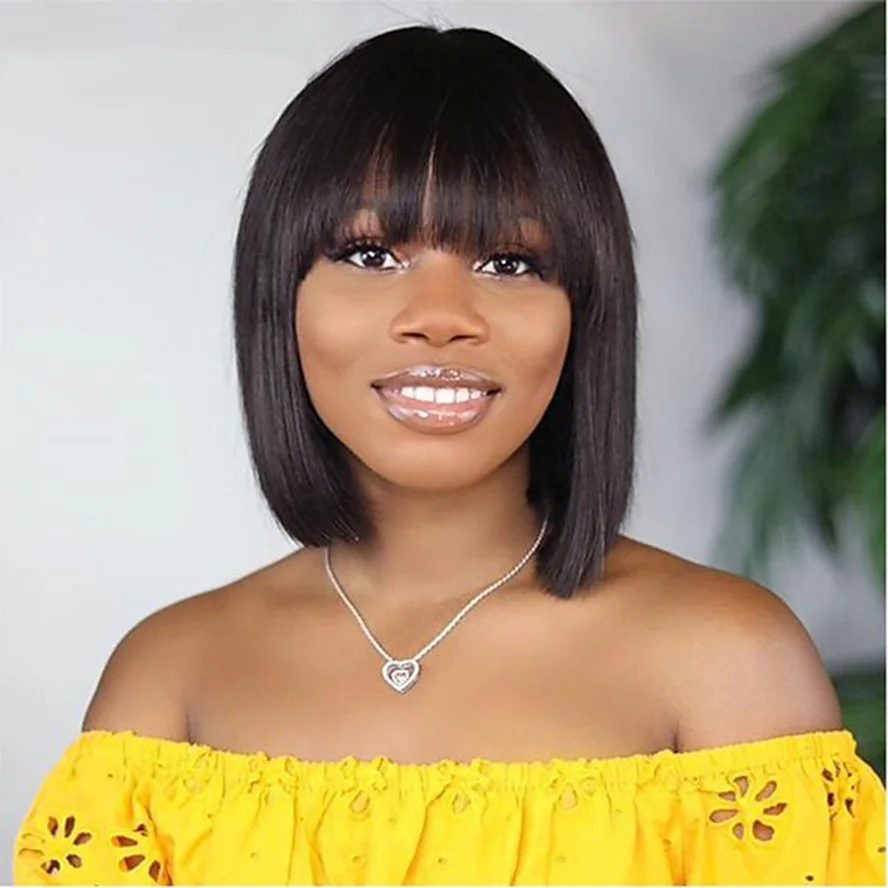 

Women's Real Human hair wig Human hair Blend Wig Short Pixie Cut brazilian wig for Women with bangs