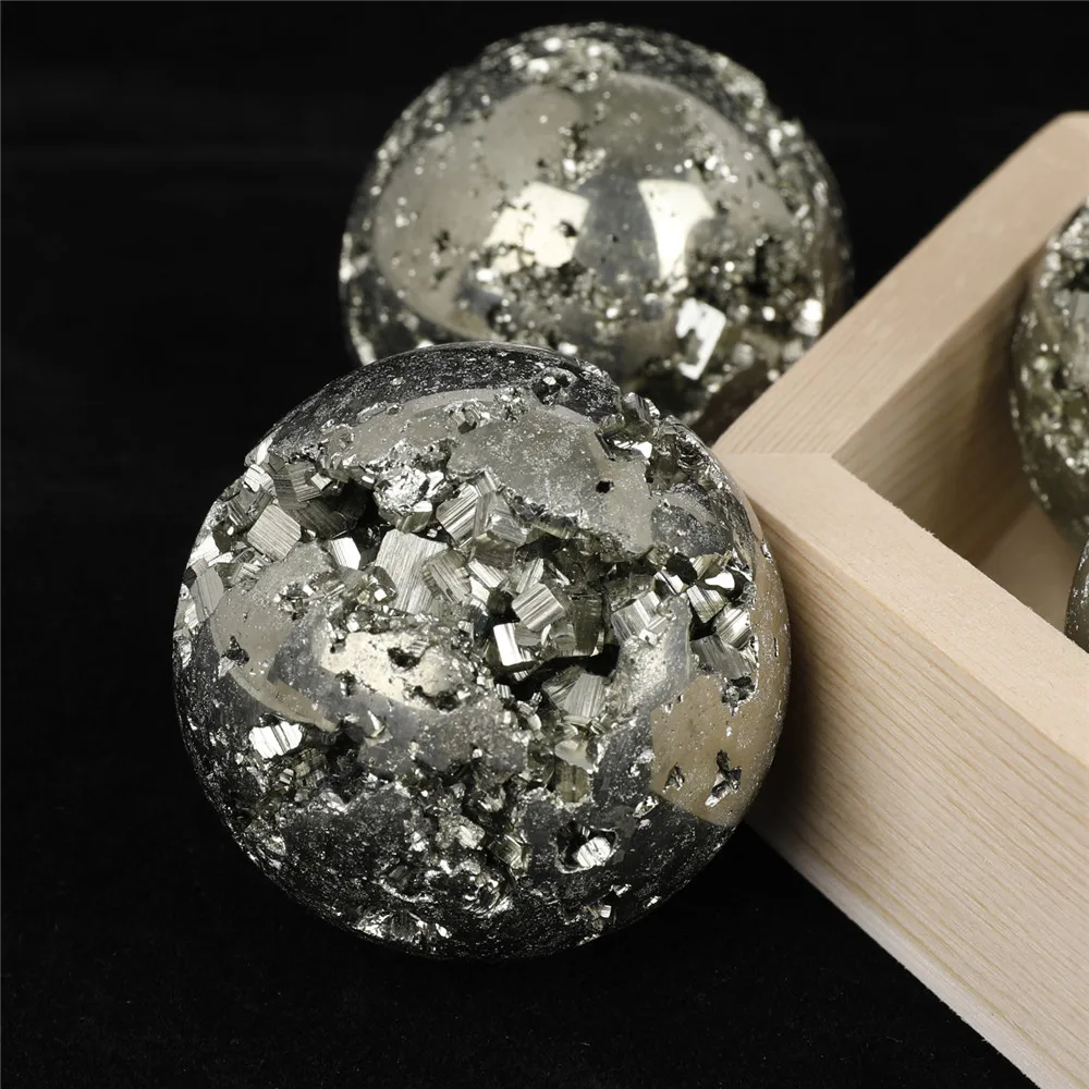Bolas de pirita con forma de bolas, piedras naturales, decoración de pirita en bruto y Mineral, cristales de energía, decoración de espécimen, 1 pieza