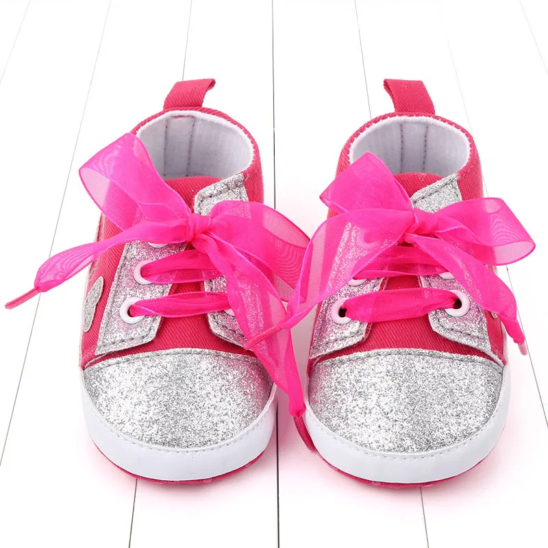 Детская осенне-зимняя обувь с блестками на шнуровке возраст 0-18 месяцев | Мать и