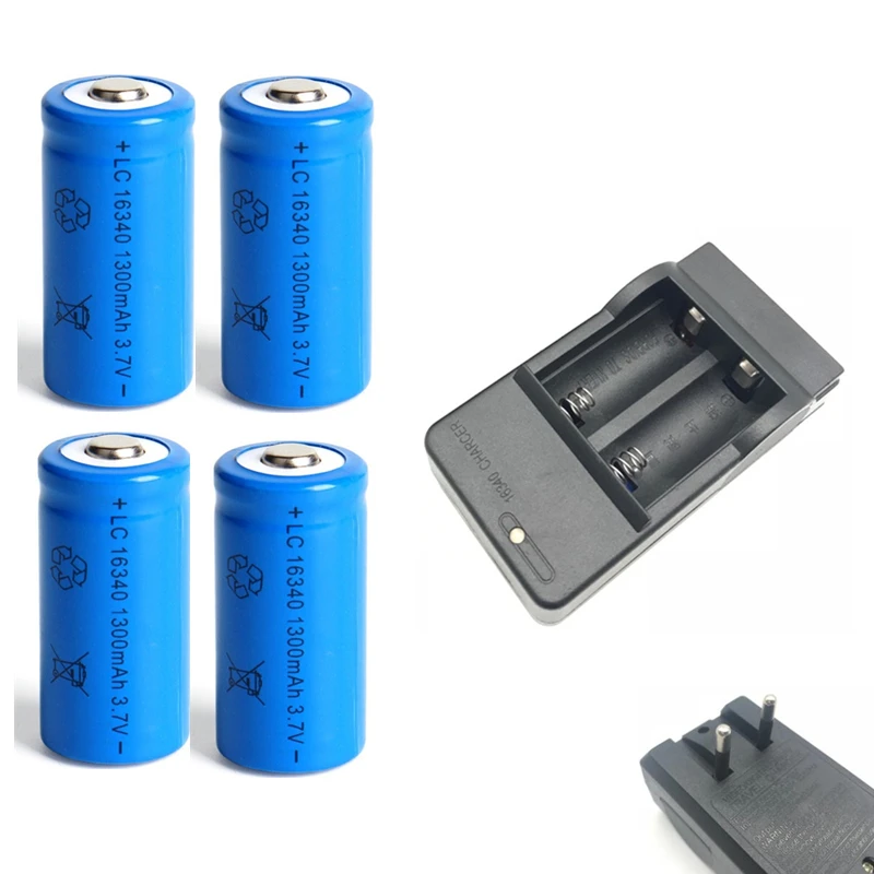 

1300mAh 3.7V Li-ion Rechargeable 16340 Batteries CR123A Battery For LED Flashlight Travel Wall Charger For 16340 CR123A Battery