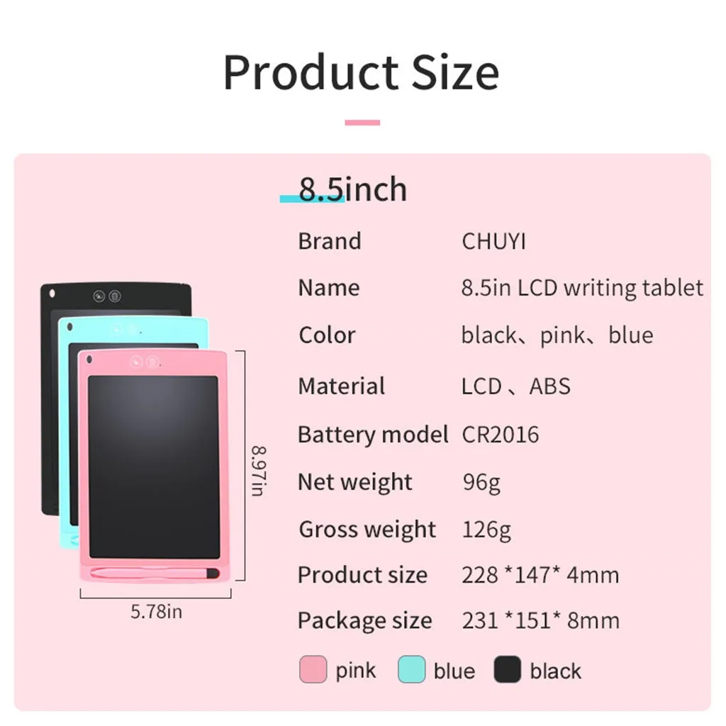 

8.5 Inch LCD Writing Tablet-Electronic Writing Board Doodle Board Drawing Board Smart Lock Function Flexible Liquid Crystal Film