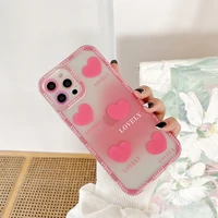 clear phone case for iphone 12 11 7 8plus x xr 11pro xs max transparent cute cartoon ins love heart soft tpu for iphone 12 cover