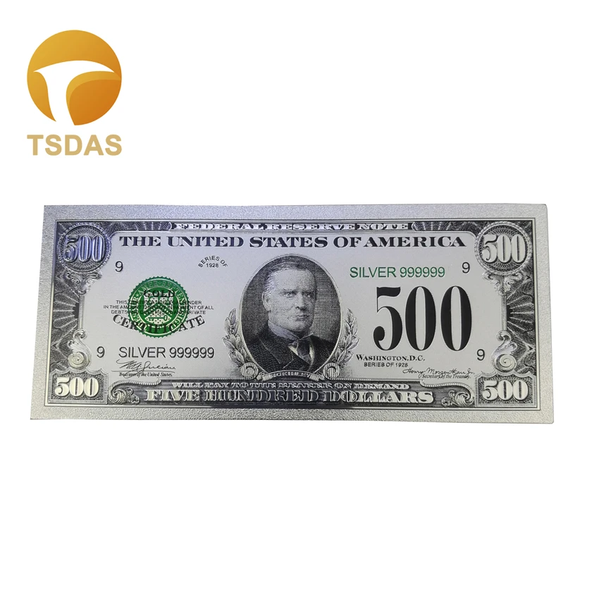 Яркие Серебряные банкноты 10 шт./лот американского Трампа 500 долларов для