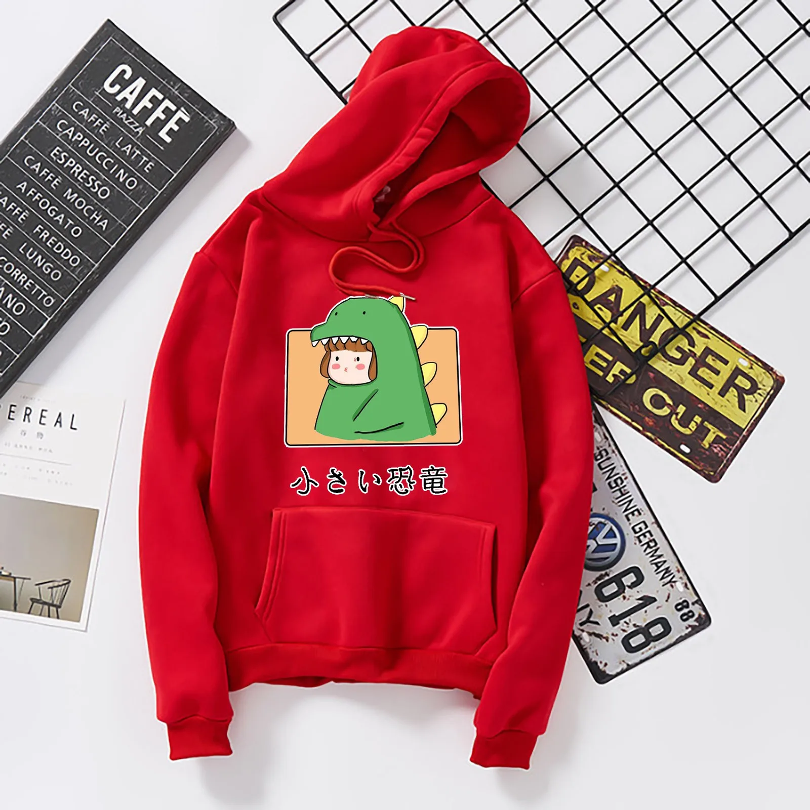 Dinosaur Oversized Cartoon Hoodie Women Fashion Women Sweatshirt Casual Print Korean Style Clothes For Sweatshirt Tops 2021