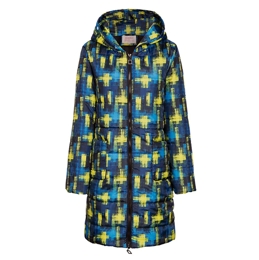 Женская теплая парка с принтом Повседневная Свободная длинная пуховая куртка