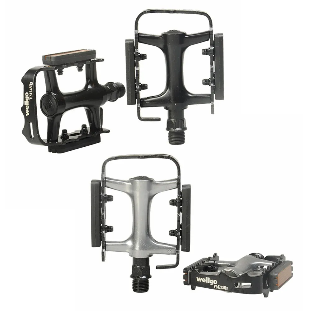 

A Pair MTB Bicycle Pedals Aluminum Steel Platform E-Bike M248 Double DU Bearing Non-slip Ultralight Large Riding Equipment