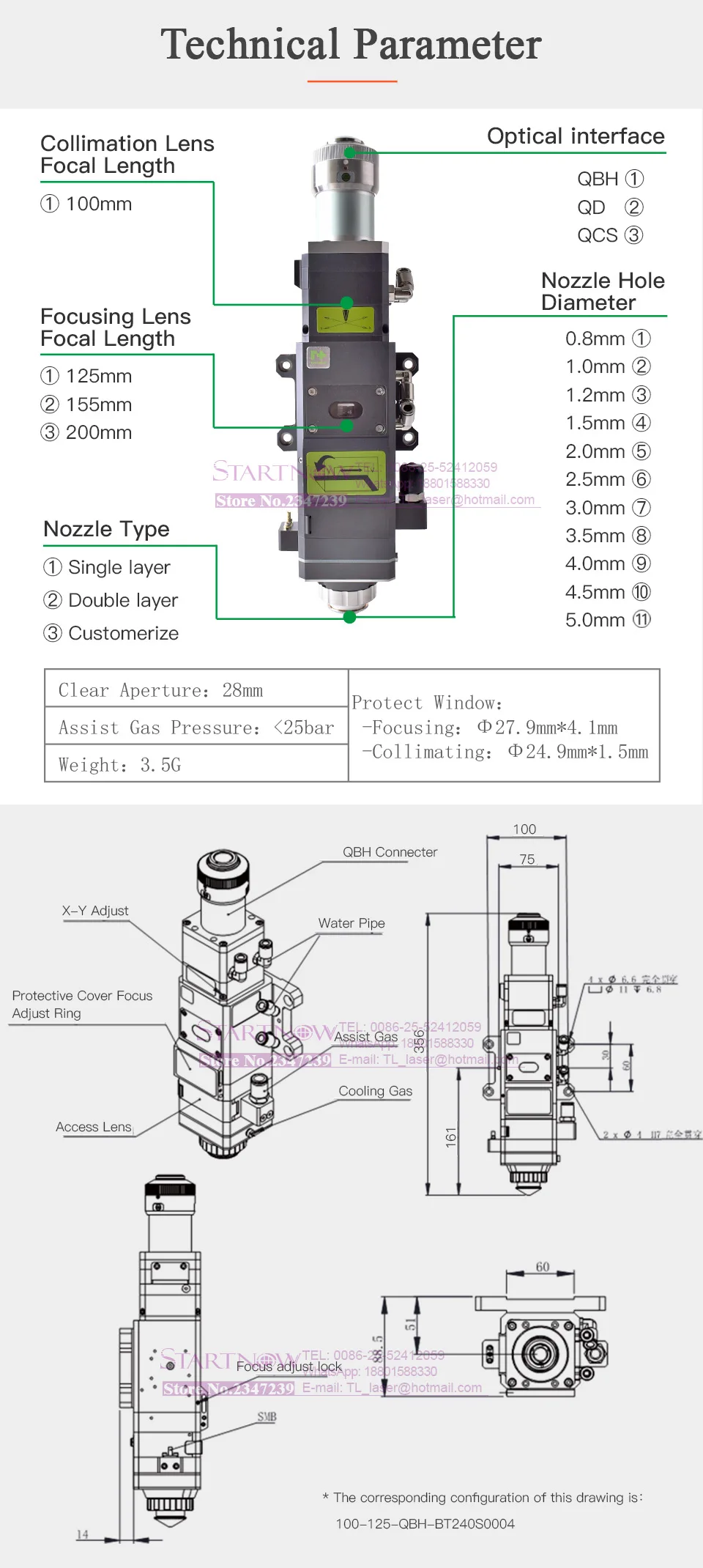 Raytools Empower BT240S 0-3300 Вт волоконная Лазерная режущая головка BT240 для QBH Raycus IPG волоконный лазер CNC станок для лазерной резки