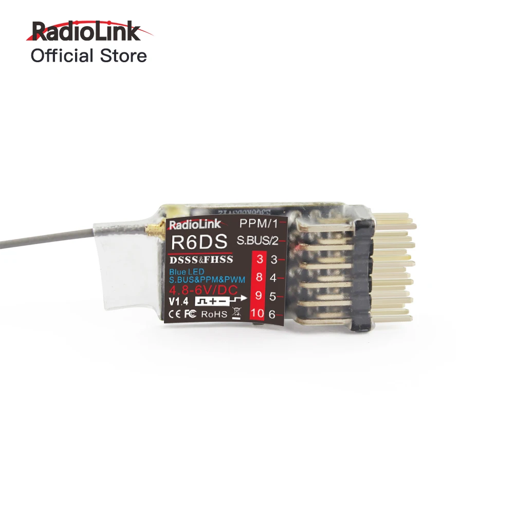 

Radiolink R6DS 2.4G 6/10 Channels RC Transmitter Receiver SBUS/PWM/PPM for Racing Drones Quad Airplane