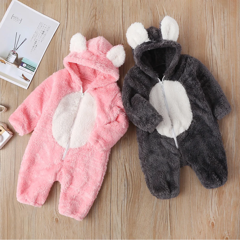 Детский зимний комбинезон теплый флисовый с длинным рукавом для новорожденных