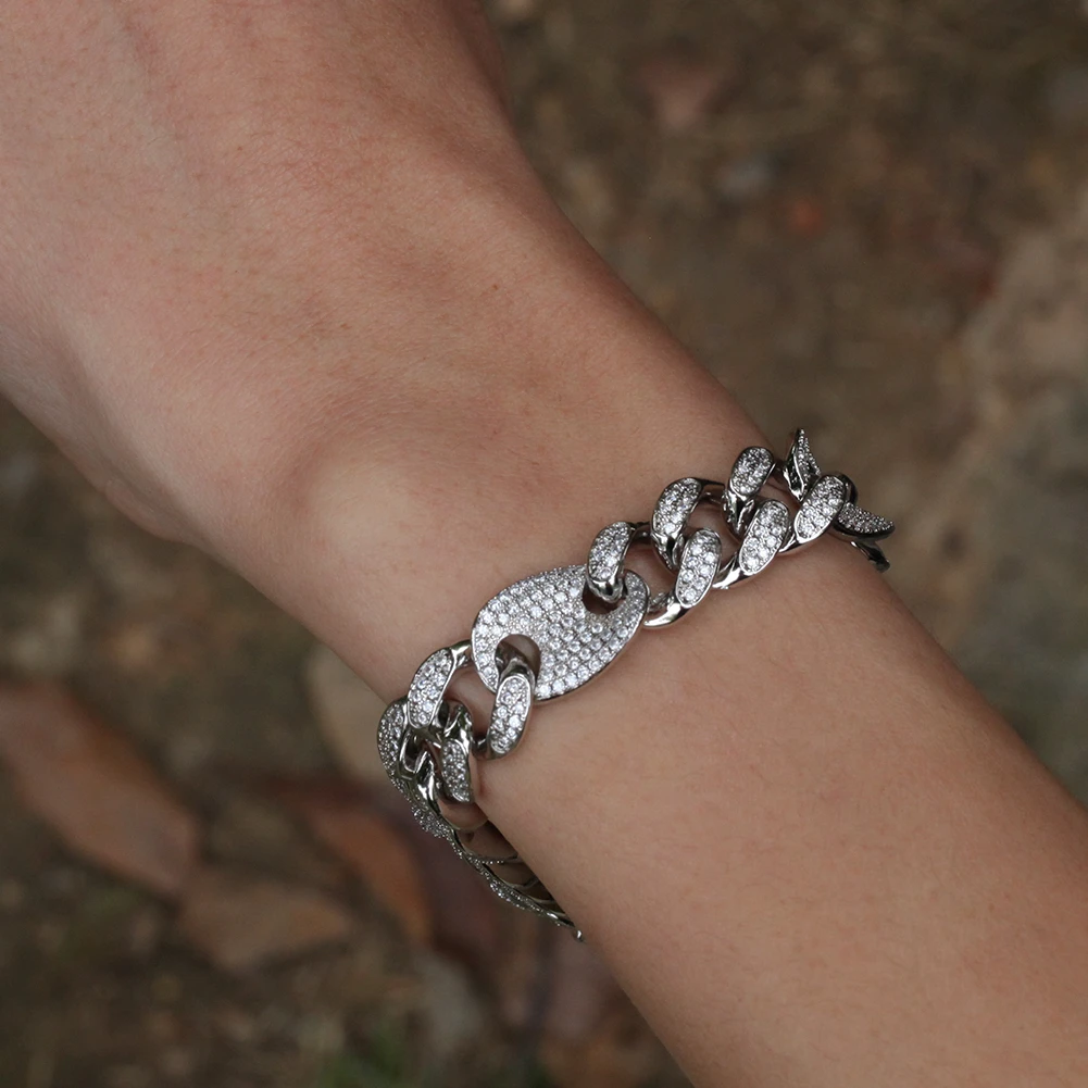 Шикарный король смешанных цветов модные кубинские звенья браслет мужские 12 мм