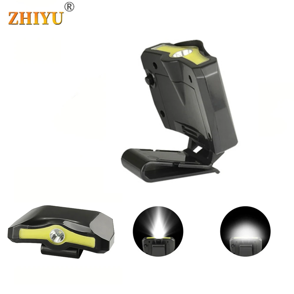 

ZHIYU led Крышка зажима светильник в виде рыбок, пластиковая наживка головной светильник XPE + COB светильник вес двойной светильник источник ДАЛЬ...