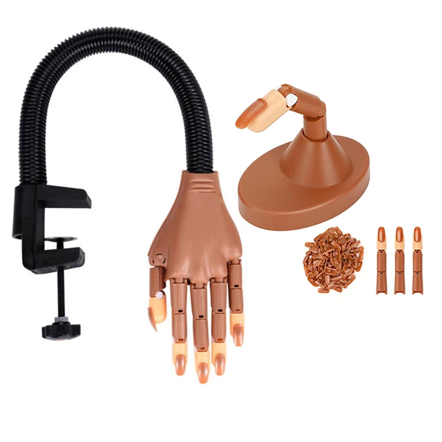 

Nail art Practice Hand with100PCS Manicure Tips Adjustable Fake Human Fingers Nails training Equipment Tools NA045