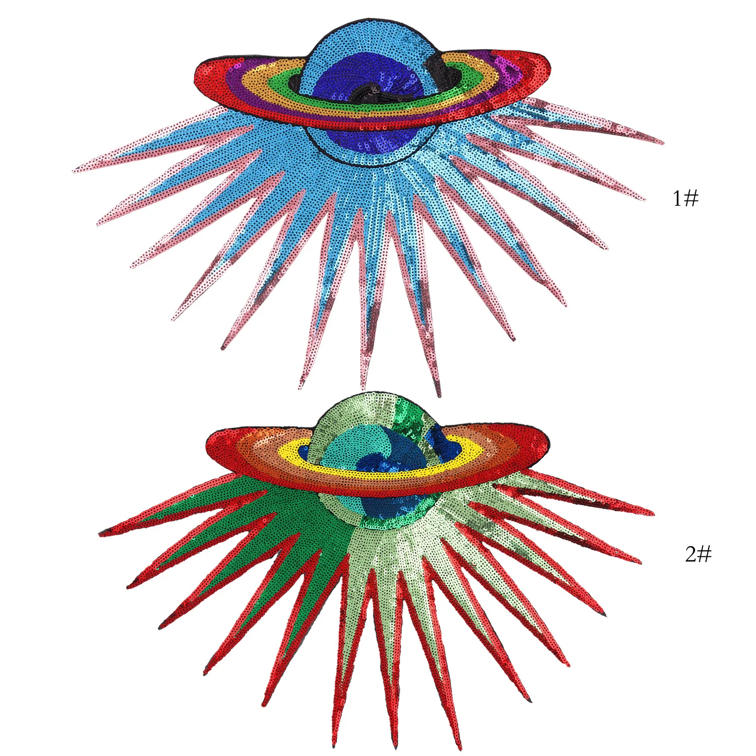 

GUGUTREE embroidery Sequins big ufo patches star patches badges applique patches for clothing ZK-31