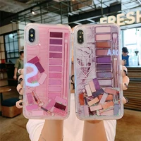 makeup eyeshadow palette phone case for iphone 12 11 pro xs max xr 6 6s 7 8 plus dynamic glitter cosmetic quicksand cover