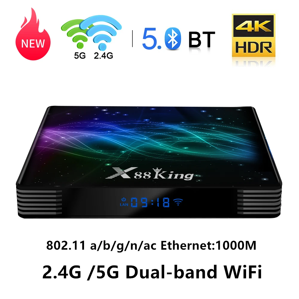 ТВ приставка X88 King 4GB 128G Amlogic S922X Android 9 0 5G Dual Wifi BT5.0 1000M USB3.0 Youtube Netflix 4K Smart Mini PC tv