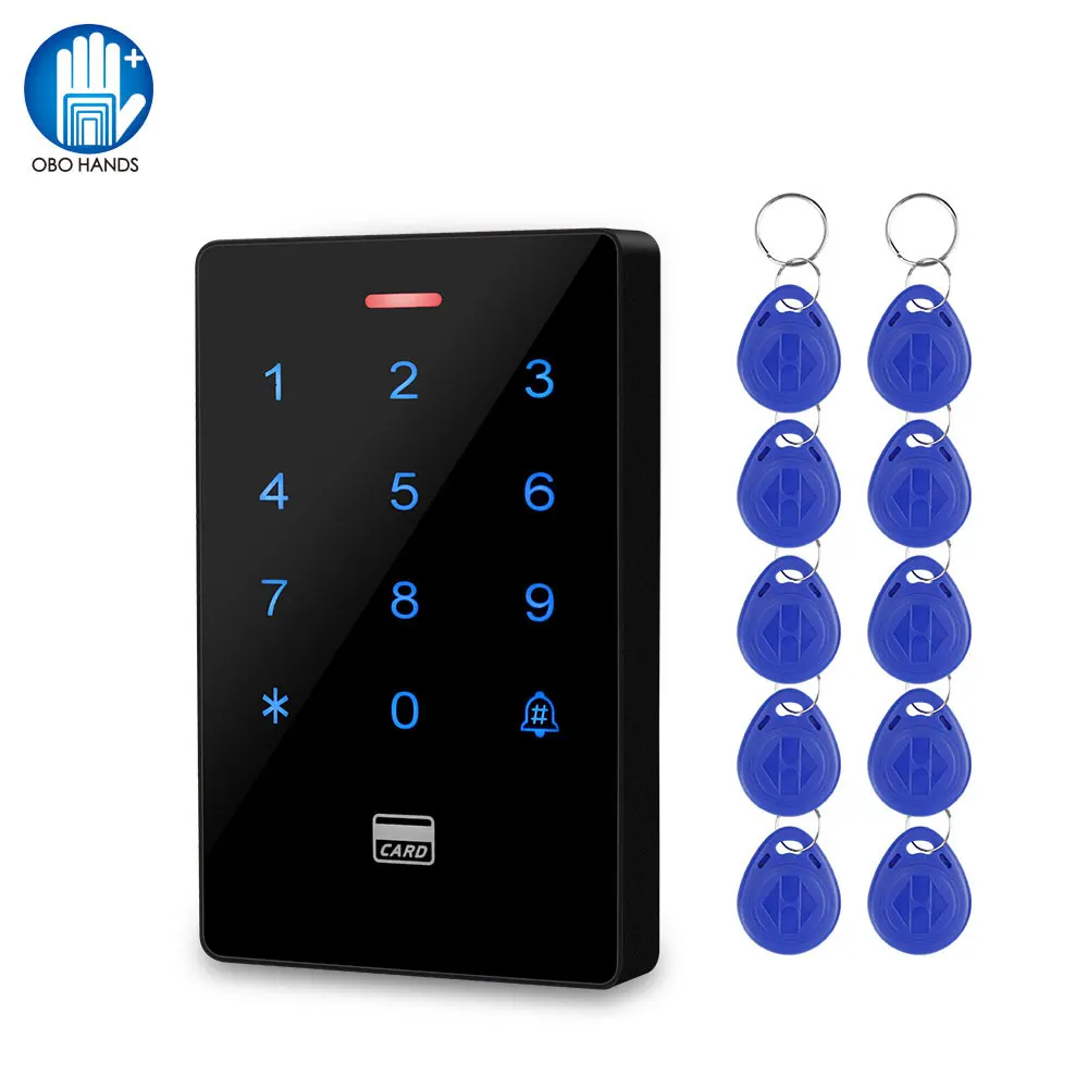 

Standalone RFID Door Access Controller Waterproof Outdoor Keypad Wiegand 26/34 Card Reader Backlight with 125KHz Keyfobs