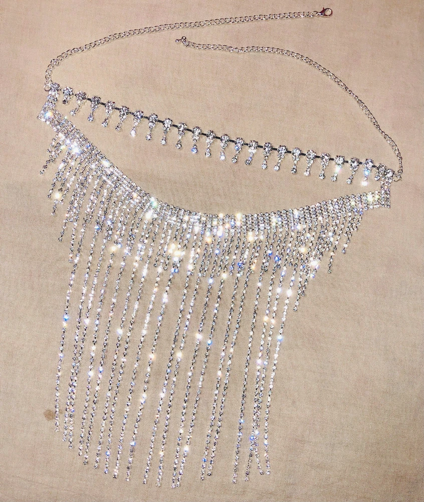 Ожерелье с бахромой для женщин воротник-чокер кисточками и кристаллами