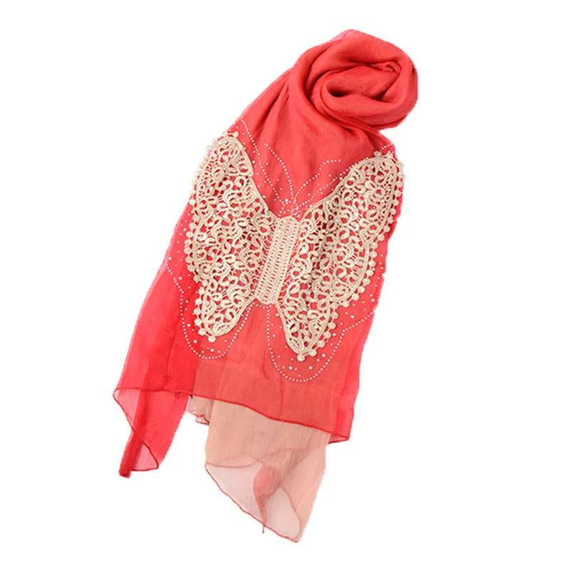

Big Butterfly Lady Hijab Scarf Brocade Silk Wrinkle Hot Rhinestone Lace Hijab Fashion Hijab Hot Sale Silk Scarf Long Bib Scarf