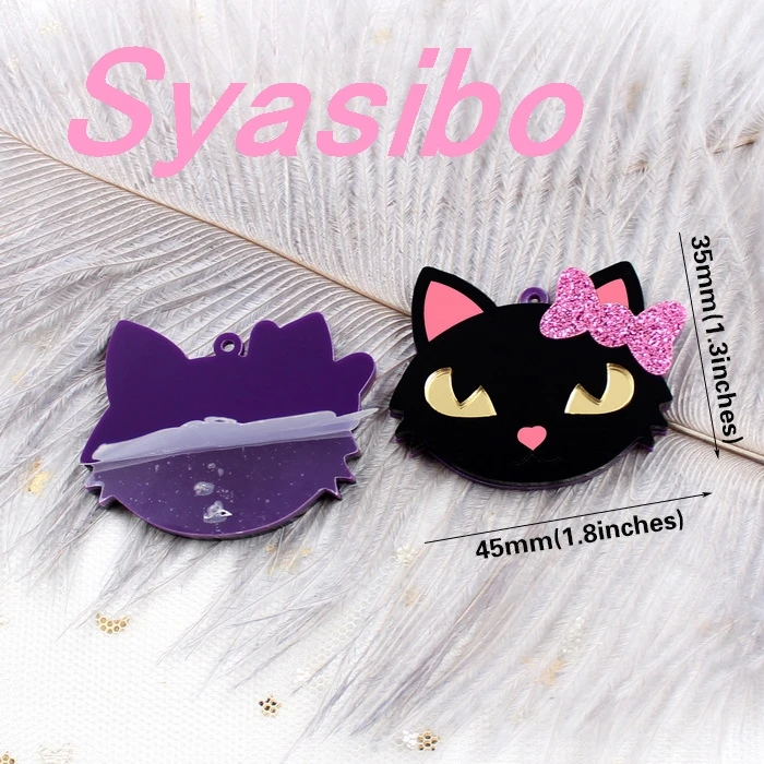 (1 пара) искусственная акриловая голова кота на Хэллоуин для сережек черная кошка