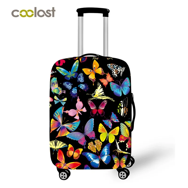 Чехол на колесиках с бабочками для девочек защитные эластичные Чехлы багажа
