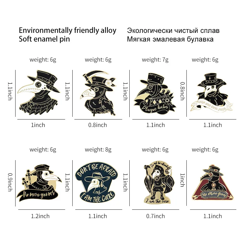 

Halloween Plague doctor crow series pin cartoon creative punk crow alloy brooch Gift for Nurse Friends denim badge wholesale