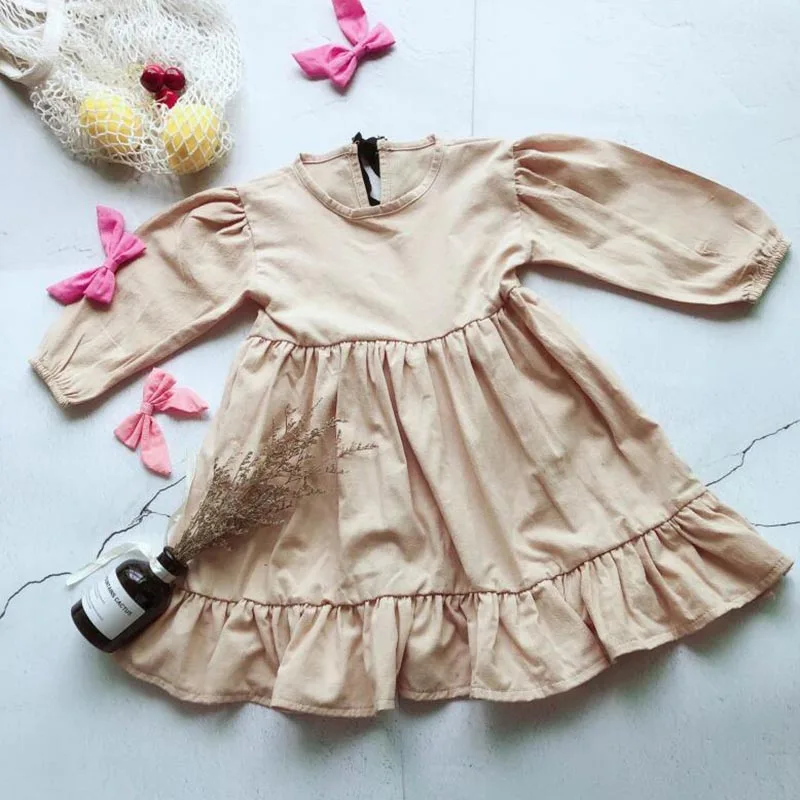 CX26 Khaki Новинка года; платья для маленьких девочек; одежда в корейском и японском стиле; брендовая хлопковая Осенняя Новая повседневная модная одежда принцессы для девочек - Цвет: CX26 Khaki