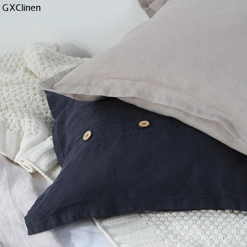 100% Linen French Pure Linens Single Envelope Pillow Cushion Cover ENZYME Wash Euro Sham 65x65cm Antibacterial Case 1pc | Дом и сад