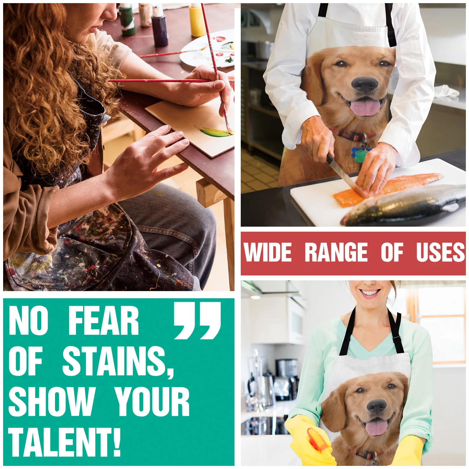 Tophome Кухонный Фартук золотой ретривер собака Регулируемая без рукавов Фартуки из