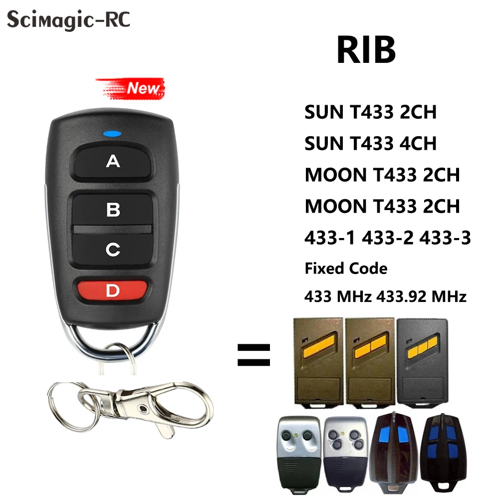 

Door Remote Control 433 MHz RIB SUN T433-2CH T433-4CH Barrier control RIB 433-1 433-2 433-3 fixed code 433.92MHz Linear Actuator