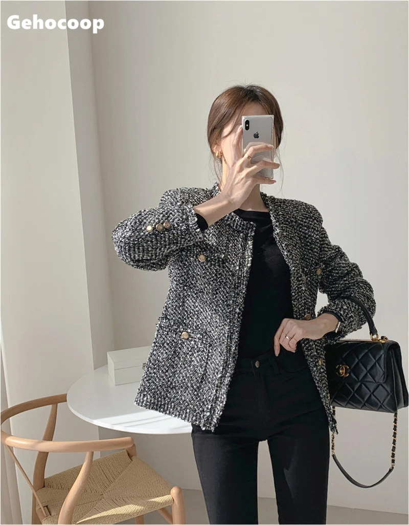 

Women's Jacket Winter Long Sleeve Warm Elegant French Coat Women Jackets Single Breasted O-neck Casual Outwear Ladies Overcoat