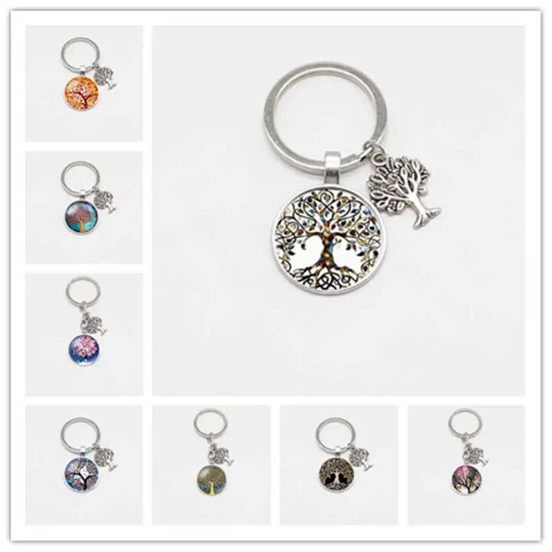 Гламурная Мода ретро Древо Жизни Стекло Подвеска DIY Шарм металлический брелок