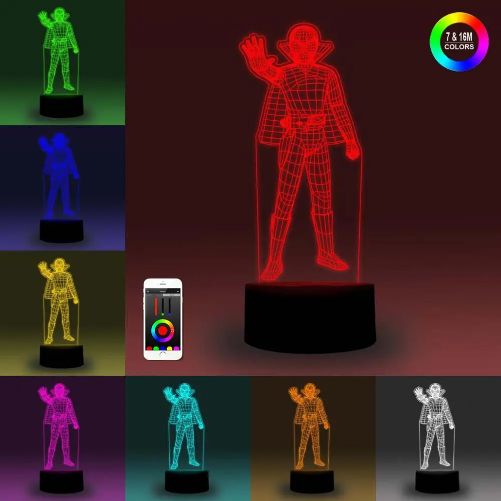 NiteApps 3D power Ranger ночник настольная лампа Иллюзия украшение лампа подарок на день рождения приложение/сенсорное управление