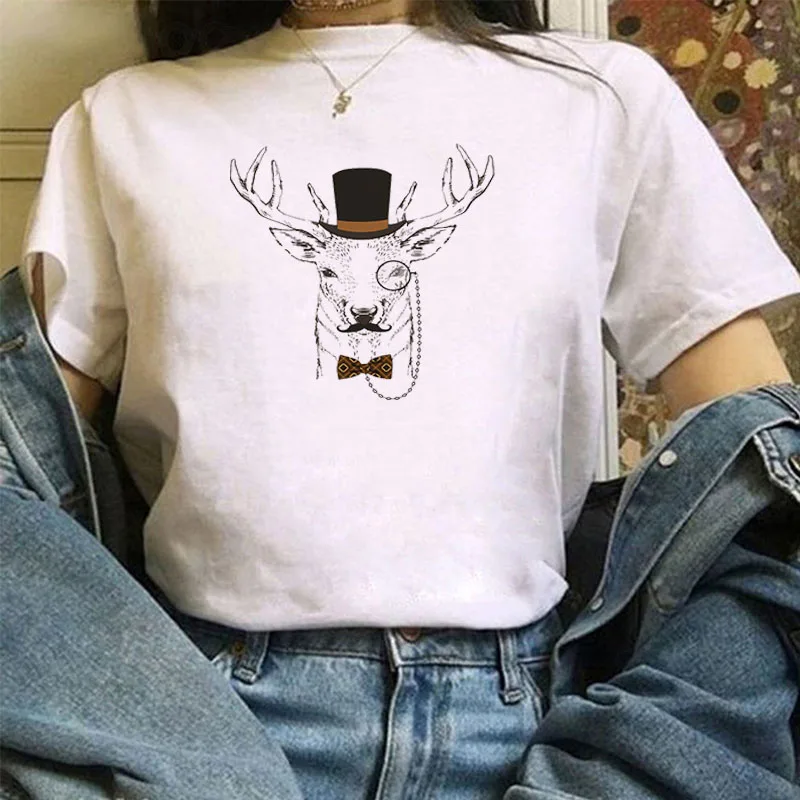 

Elk T-shirts Women Short Sleeve Kawaii Shirt Women-clothing With Sleeves Crop T-shirt Summer Women's for Girls Tops Woman Top