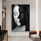 Абстрактная портретная картина женщины черно-белое лицо Холст Плакаты и принты современные настенные картины для декора гостиной