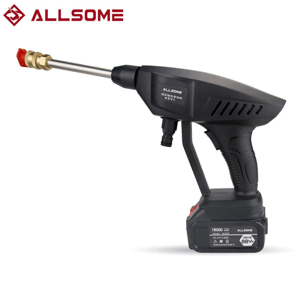 Pаспродажа ALLSOME 30 бар беспроводной портативный беспроводной пистолет высокого давления для мойки автомобиля, пеногенератор высокого давления для бат...
