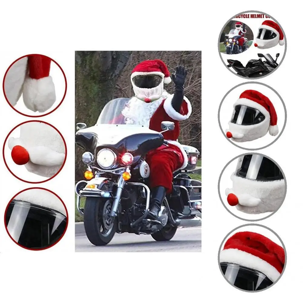 

Plush Ball Lightweight Wear-Resistant Santa Claus Cap Helmet Cover Motorcycle Helmet Cover Festival Decoration