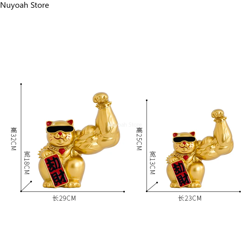 

Lucky Cat Decoration Creative Muscle Arm Cat Cute Animal Statue Crafts Desktop Decoration Living Room Decoration Accessories