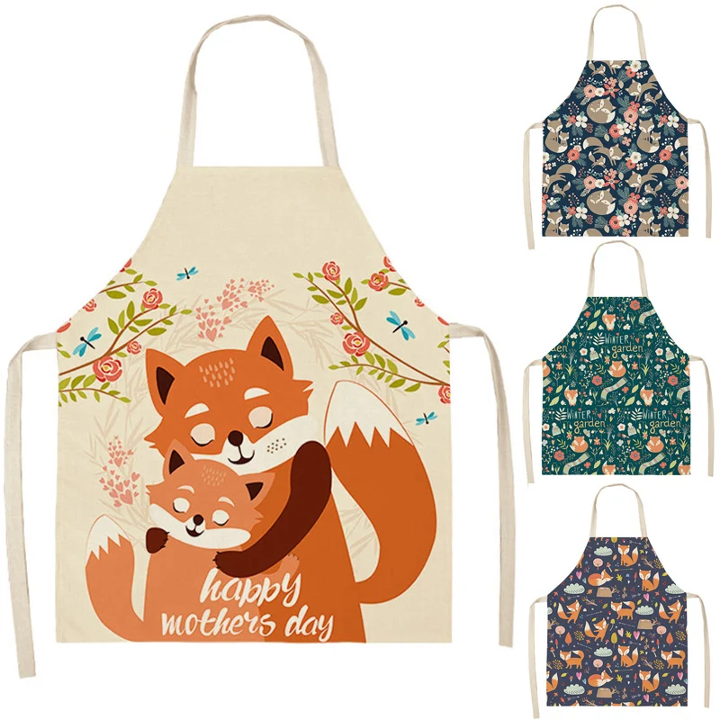 

Cute Fox Apron Baking Accessories Aprons for Women Apron Kitchen Cute Animal Cafe Apron for Men Kitchen Apron