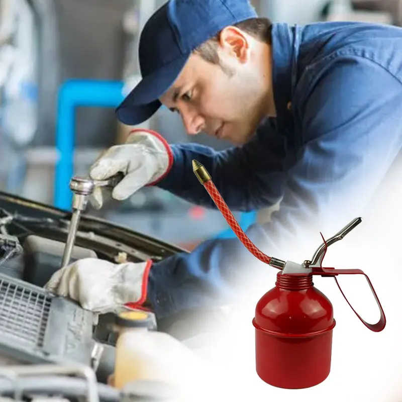 

300/500ml High Pressure Pump 130mm Hose Oil Tank Oiler Lubricating Oil Tank Metal Oil Tank Gun Oil Tank Grease Gun Car Tools