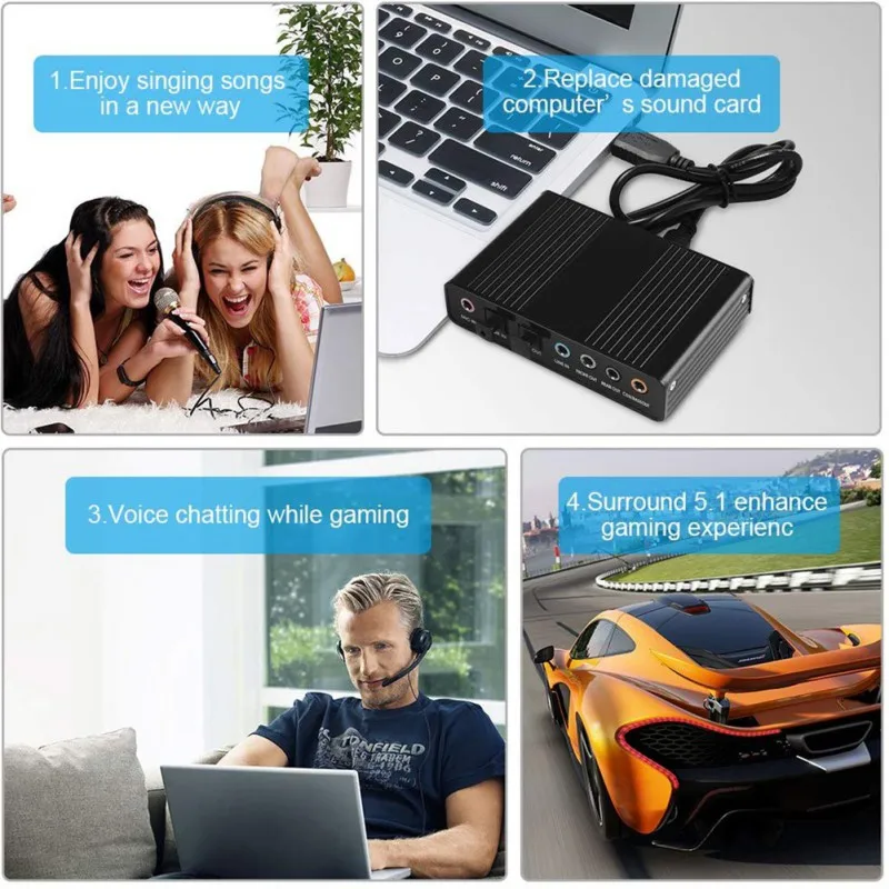 

2020 USB External Fiber Sound Card Channel 5.1 Reverb Optical Audio USB Adapter Converter For Laptop Computer