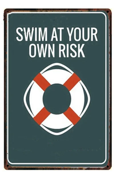 

Vintage Swim at Your Own Risk Metal Tin Sign 8x12 Inch Retro Home Kitchen Cafe Office Bar Pub Shop Art Wall Decor