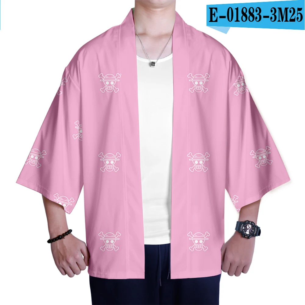 One Piece Japanese Kimono new print Luffy Cardigan Cosplay Shirt Summer Kawai One Piece Kimono cardigan samurai costume clothing - Цвет: Серый