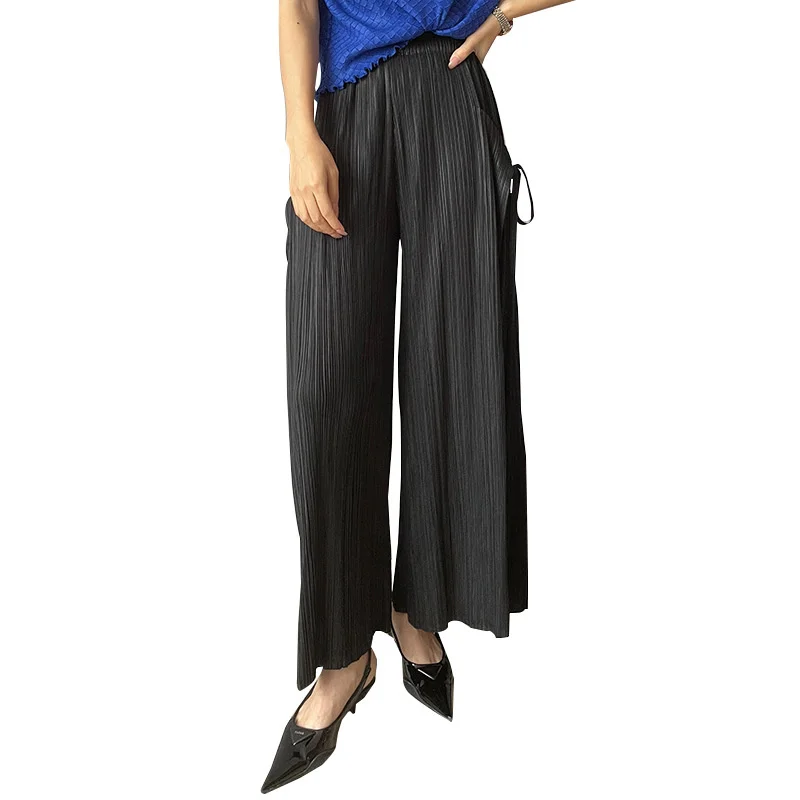 

Solid Folds Loose Plus Size Pants with Casual Wide Legs 2021 Summer New Streetwear X440