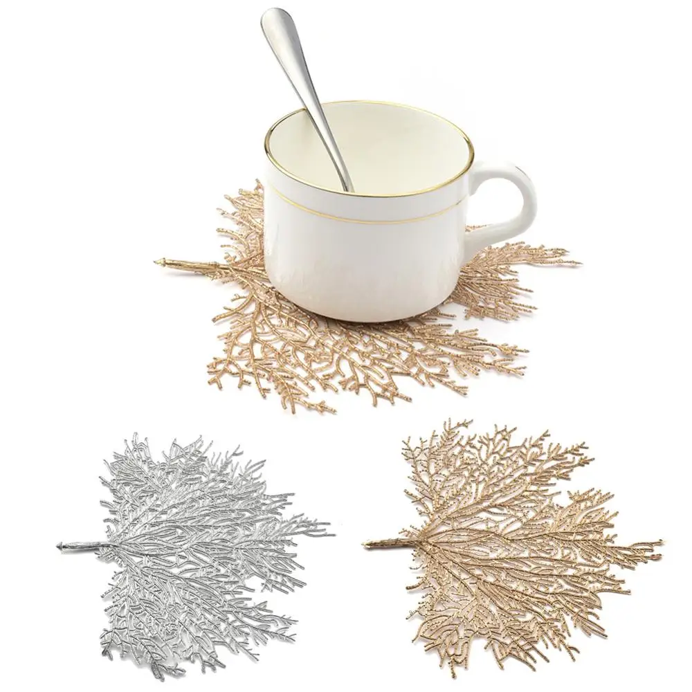 Коврики из ПВХ в форме листьев кораллового цвета коврики для подставки ажурный