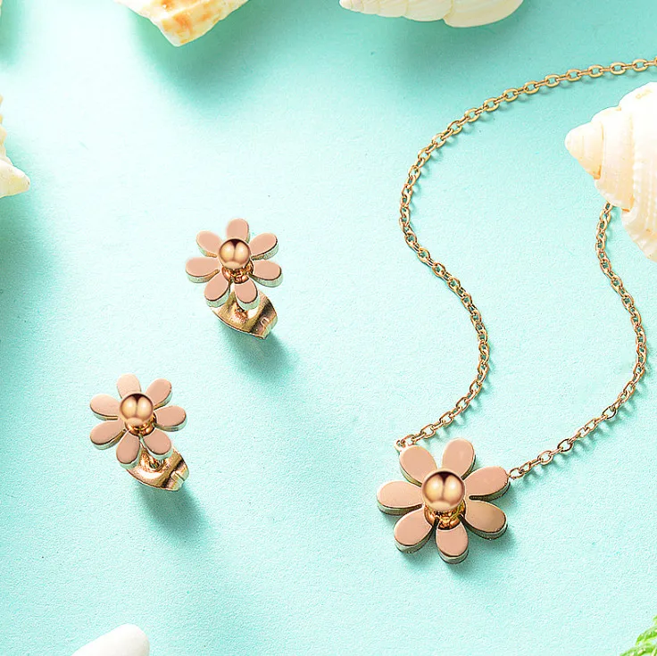 Комплект ювелирных украшений ожерелье и серьги в форме сердца BTE170 | Украшения